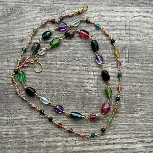 14k gold-filled multi tourmaline wrap necklace/bracelet